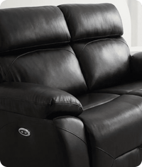 Milano Genuine Leather Black Electric Power Recliner 2 Seater Sofa