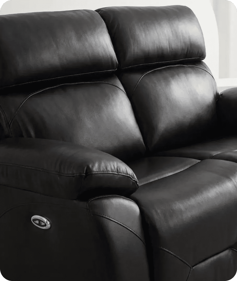 Milano Genuine Leather Black Electric Power Recliner 2 Seater Sofa