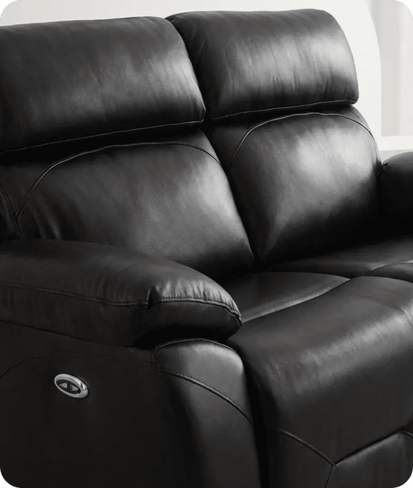 Milano Genuine Leather Black Electric Power Recliner 2 Seater Sofa