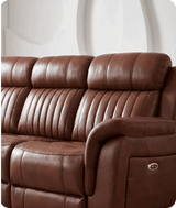 Martini Genuine Leather Tan Electric Power Recliner 3 Seater Sofa