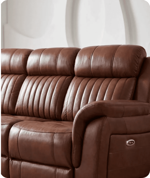 Martini Genuine Leather Tan Electric Power Recliner 3 Seater Sofa