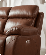 Milano Genuine Leather Tan Electric Power Recliner 2 Seater