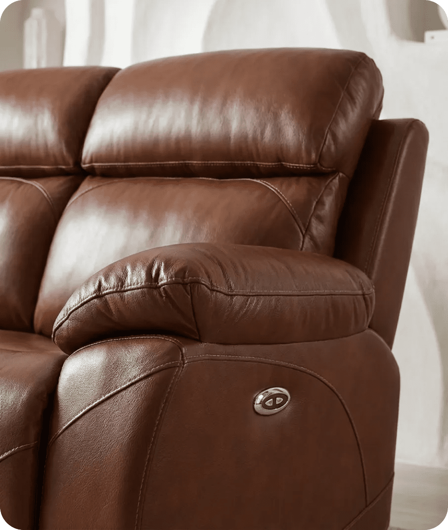 Milano Genuine Leather Tan Electric Power Recliner 2 Seater