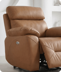Milano Genuine Leather Caramel Electric Power Recliner Armchair