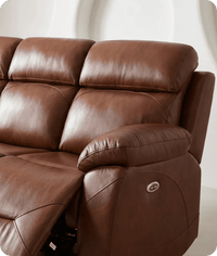 Milano Genuine Leather Tan Electric Power Recliner 3 Seater