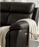 Milano Genuine Leather Grey Electric Power Recliner 2 Seater Sofa