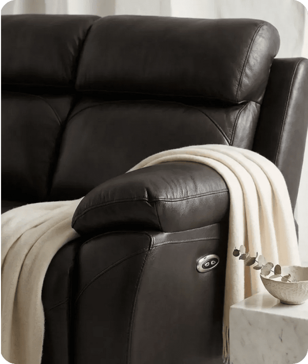 Milano Genuine Leather Grey Electric Power Recliner 2 Seater Sofa