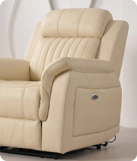 Martini Cream Leather Power Recliner Armchair
