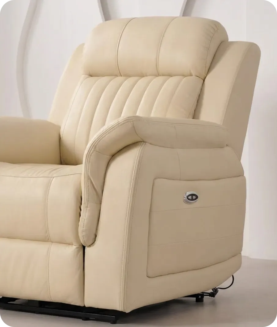 Martini Cream Leather Power Recliner Armchair