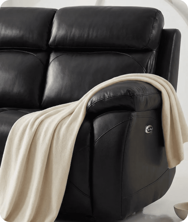 Milano Genuine Leather Black Electric Power Recliner 3 Seater Sofa