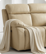 Milano Genuine Leather Cream Electric Power Recliner 2 Seater Sofa
