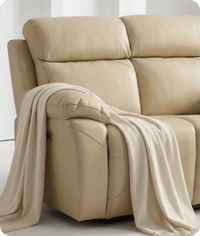 Milano Genuine Leather Cream Electric Power Recliner 2 Seater Sofa