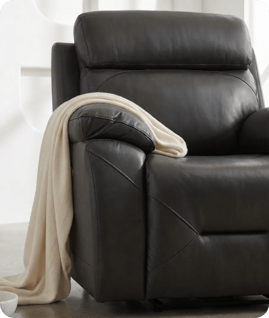 Milano Grey Leather Power Recliner Armchair