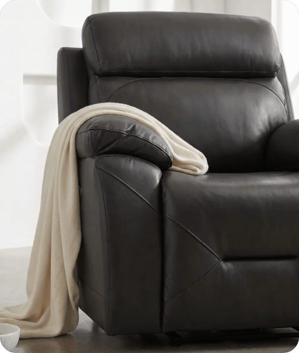 Milano Grey Leather Power Recliner Armchair
