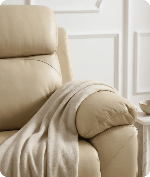 Milano Cream Leather Power Recliner Armchair
