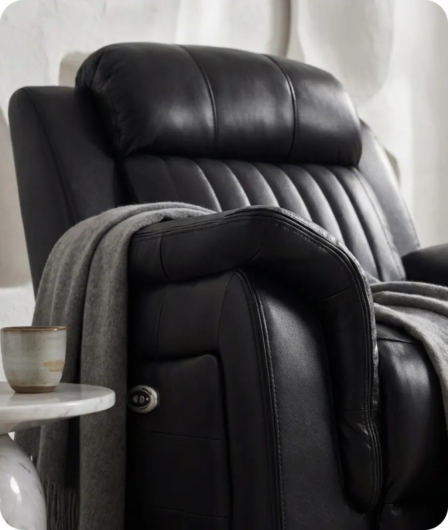 Martini Genuine Leather Black Electric Power Recliner Armchair