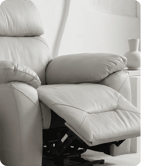 Milano Genuine Leather Light Grey Electric Power Recliner Armchair