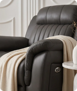 Martini Genuine Leather Grey Electric Power Recliner Armchair