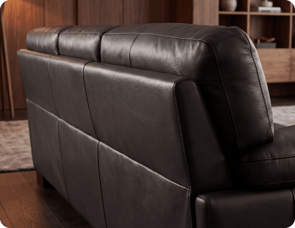 Dalmore Genuine Leather Grey 3 Seater Sofa