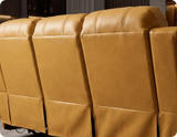 York Mustard Leather Manual Recliner 3 Seater Sofa
