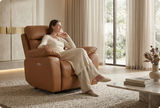 Milano Genuine Leather Caramel Electric Power Recliner Armchair
