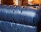 Chesterfield Blue Leather Antique 2 Seater Sofa