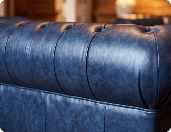 Chesterfield Blue Leather Antique 2 Seater Sofa