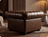 Chesterfield Brown Leather Antique Armchair