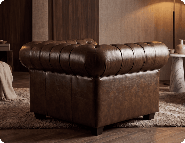 Chesterfield Brown Leather Antique Armchair