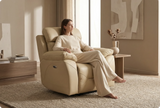 Milano Cream Leather Power Recliner Armchair