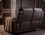 Serano Brown Leather Manual Recliner 2 Seater Sofa