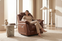 Martini Tan Leather Electric Recliner Armchair
