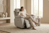 Milano Genuine Leather Light Grey Electric Power Recliner Armchair