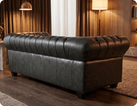 Chesterfield Green Leather Antique 3 Seater Sofa