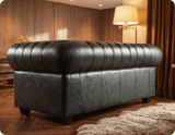 Chesterfield Green Leather Antique 2 Seater Sofa