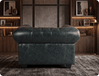 Chesterfield Green Leather Antique Armchair