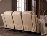 York Cream Leather Electric Recliner 3 Seater Sofa