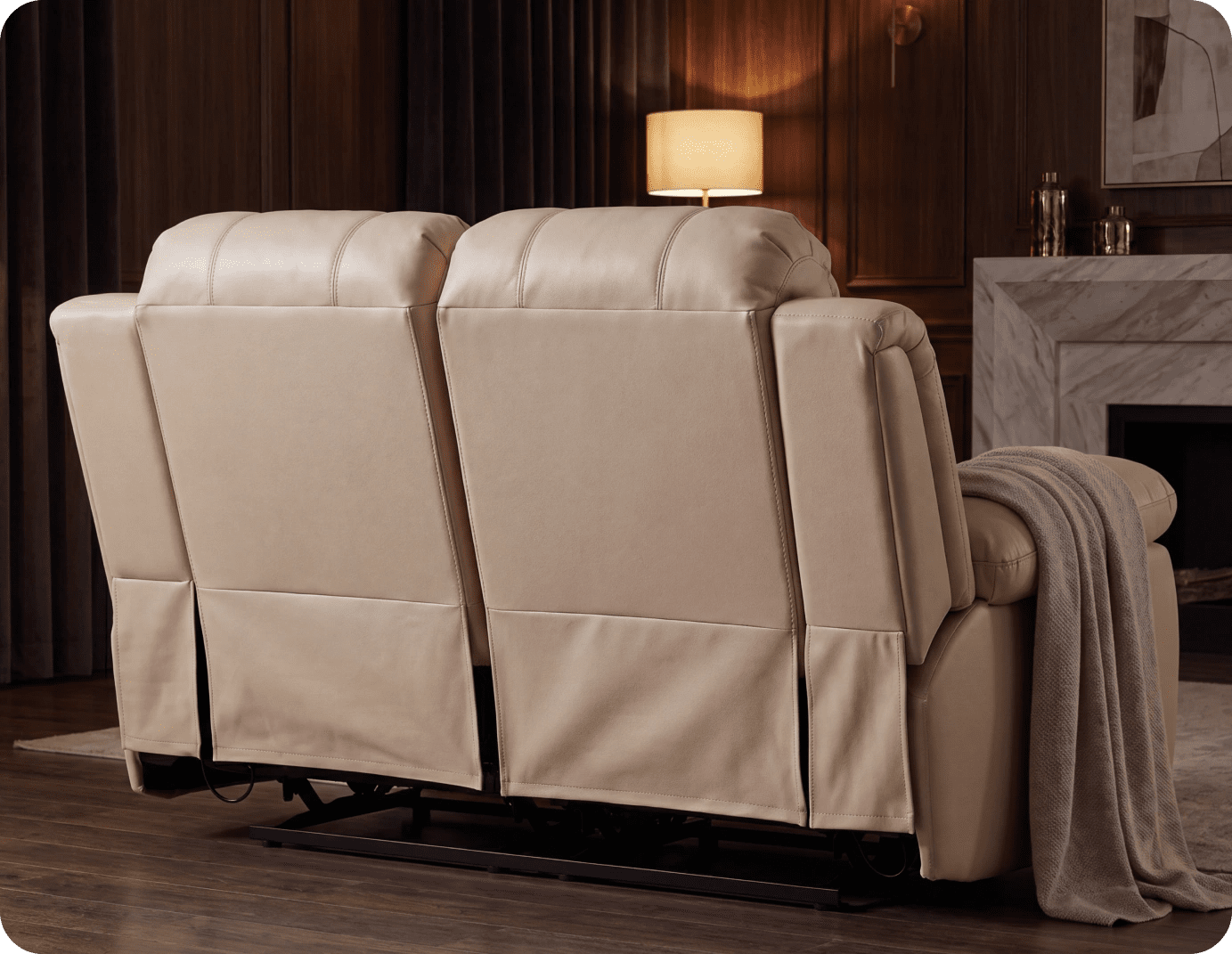 York Cream Leather Electric Recliner 2 Seater Sofa