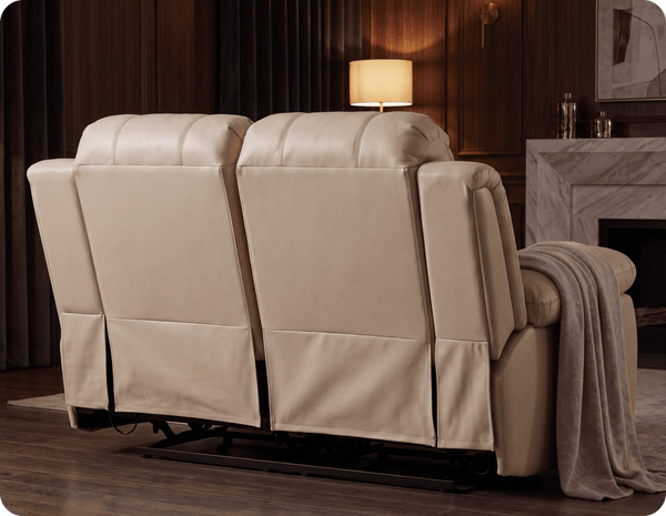 York Cream Leather Electric Recliner 2 Seater Sofa