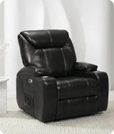 Cinemax Black Electric Leather Recliner Armchair With Two Cup Holders
