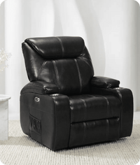 Cinemax Black Electric Leather Recliner Armchair With Two Cup Holders