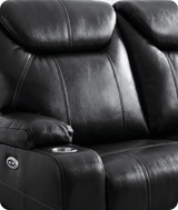 Cinemax Black Electric 2 Seater Leather Recliner Sofa With Two Cup Holders