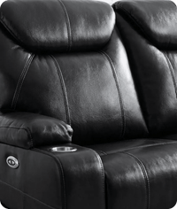 Cinemax Black Electric 2 Seater Leather Recliner Sofa With Two Cup Holders