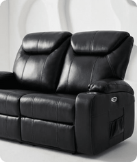 Cinemax Black Electric 2 Seater Leather Recliner Sofa With Two Cup Holders