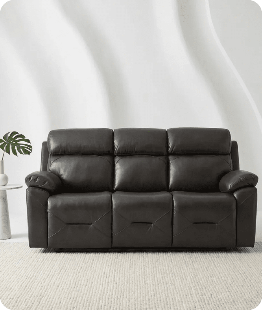 Milano Genuine Leather  Grey Electric Power Recliner 3 Seater Sofa