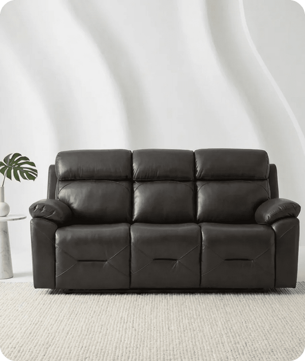 Milano Genuine Leather  Grey Electric Power Recliner 3 Seater Sofa