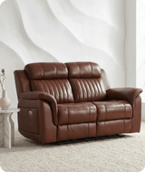 Martini Genuine Leather Tan Electric Power Recliner 2 Seater Sofa