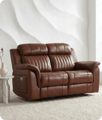 Martini Genuine Leather Tan Electric Power Recliner 2 Seater Sofa