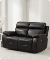 Milano Genuine Leather Black Electric Power Recliner 2 Seater Sofa