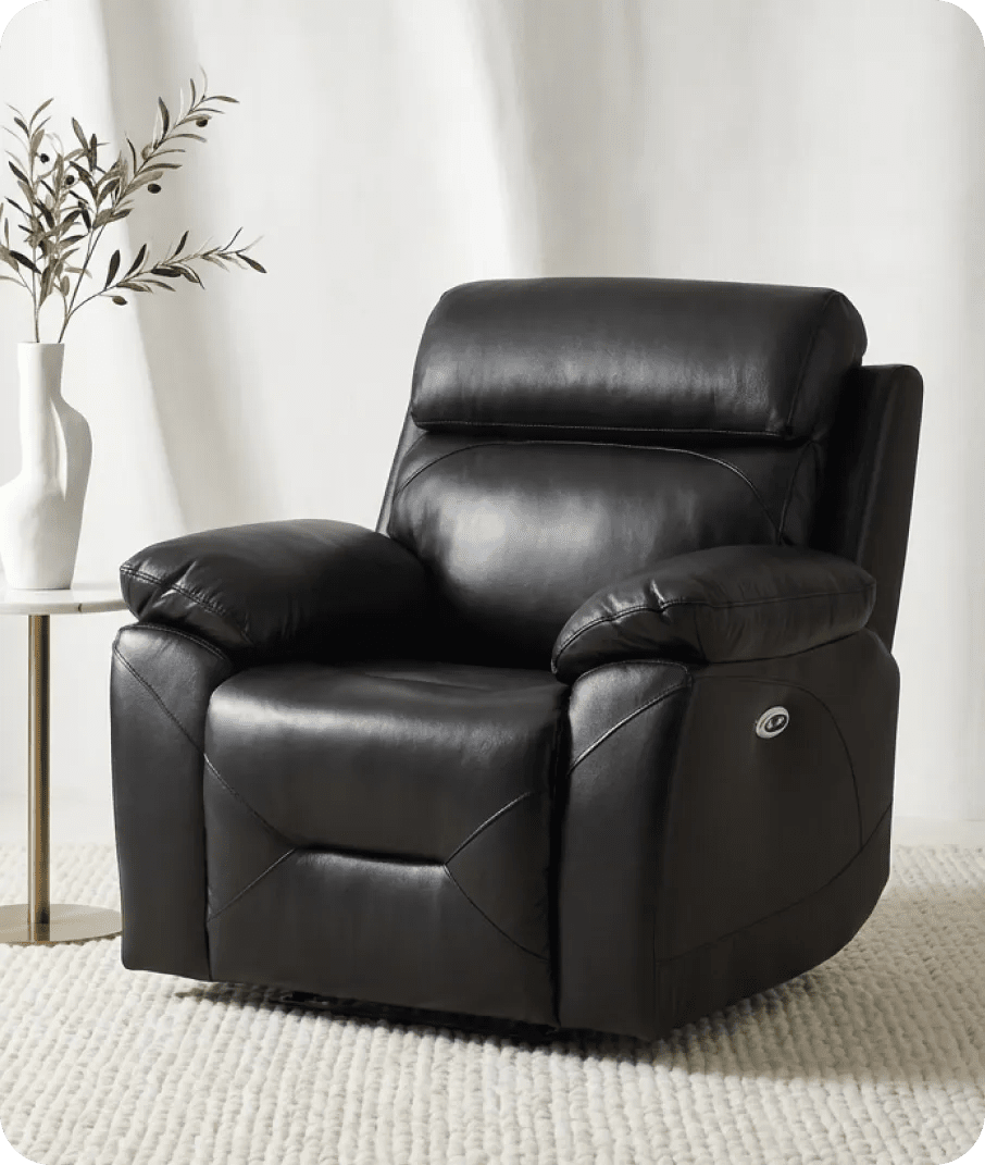 Milano Black Leather Electric Recliner Armchair